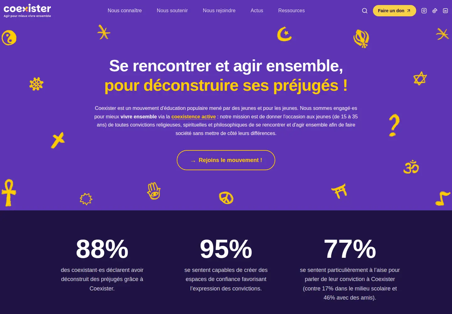 Captured homepage of coexister.fr in the current scan
