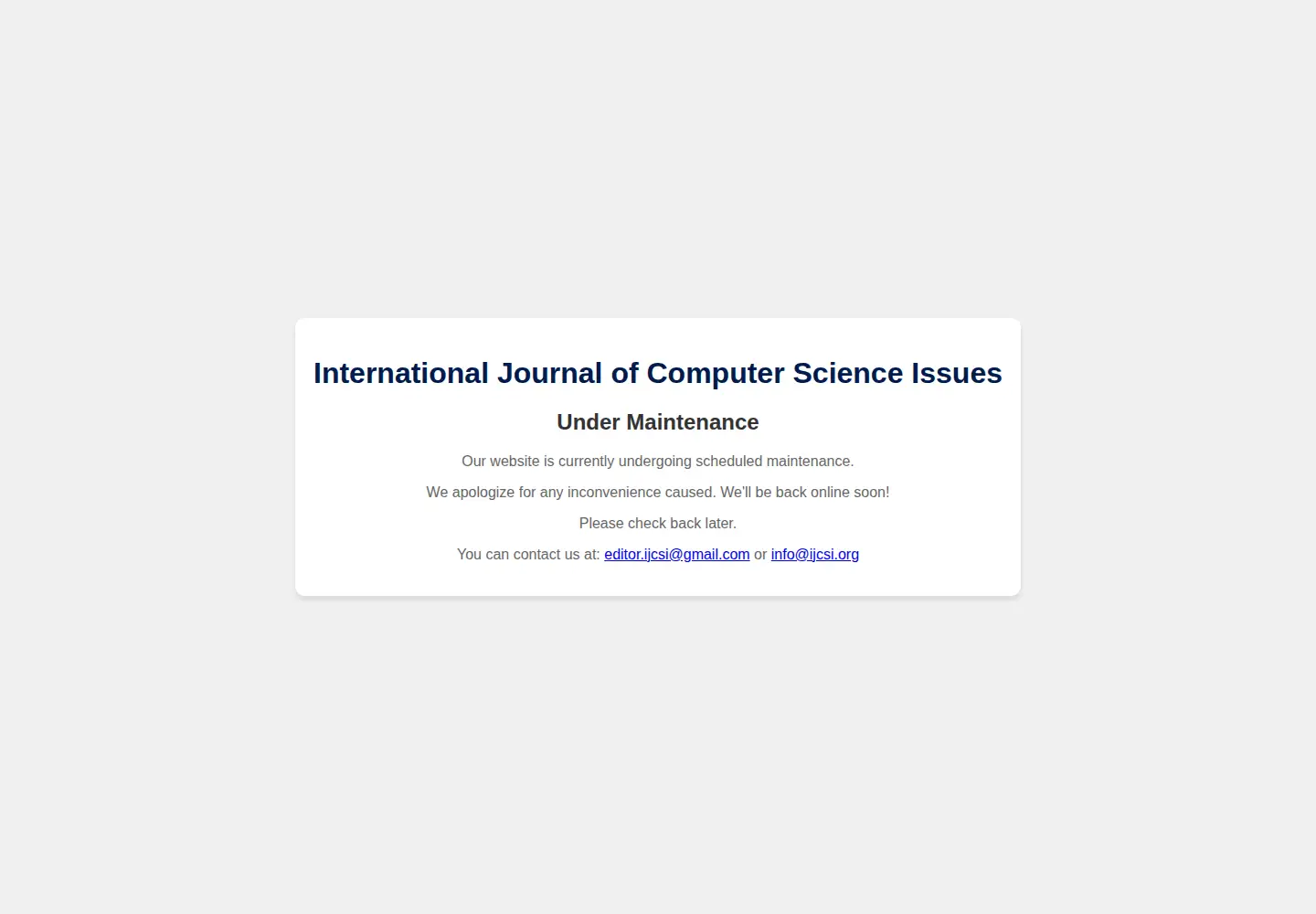 Captured homepage of ijcsi.org in the current scan