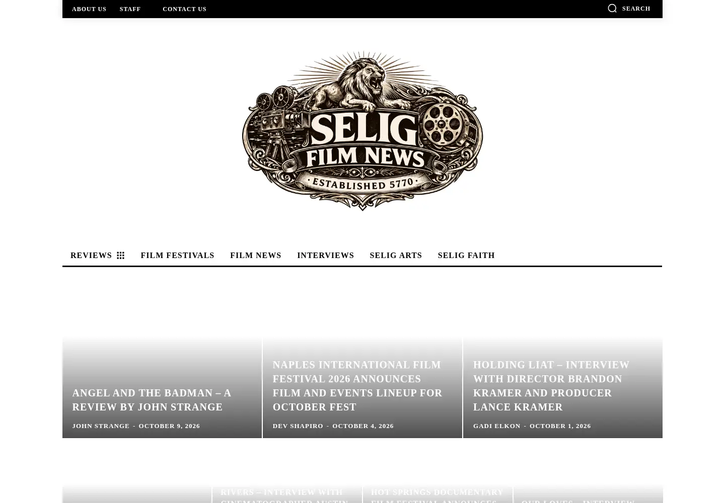 Captured homepage of seligfilmnews.com in the current scan