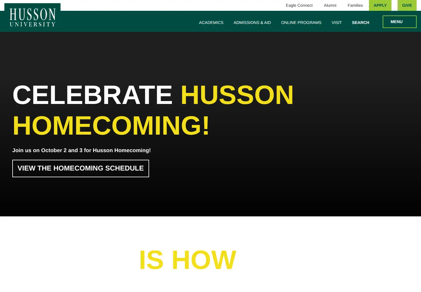 Screenshot of husson.edu