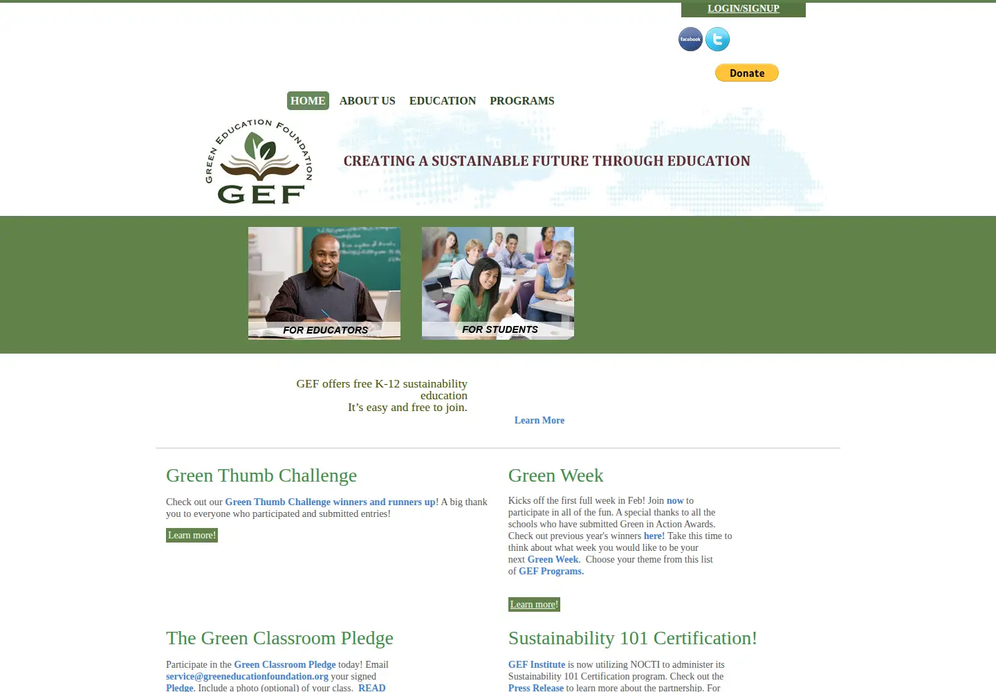 Screenshot of greeneducationfoundation.org