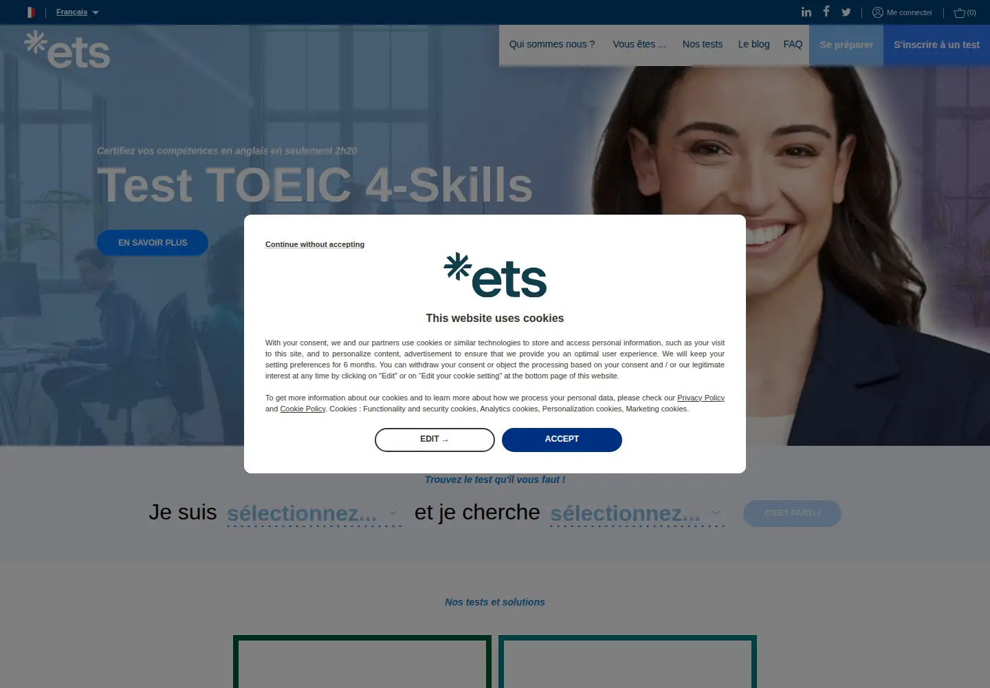 Captured homepage of etsglobal.org in the current scan