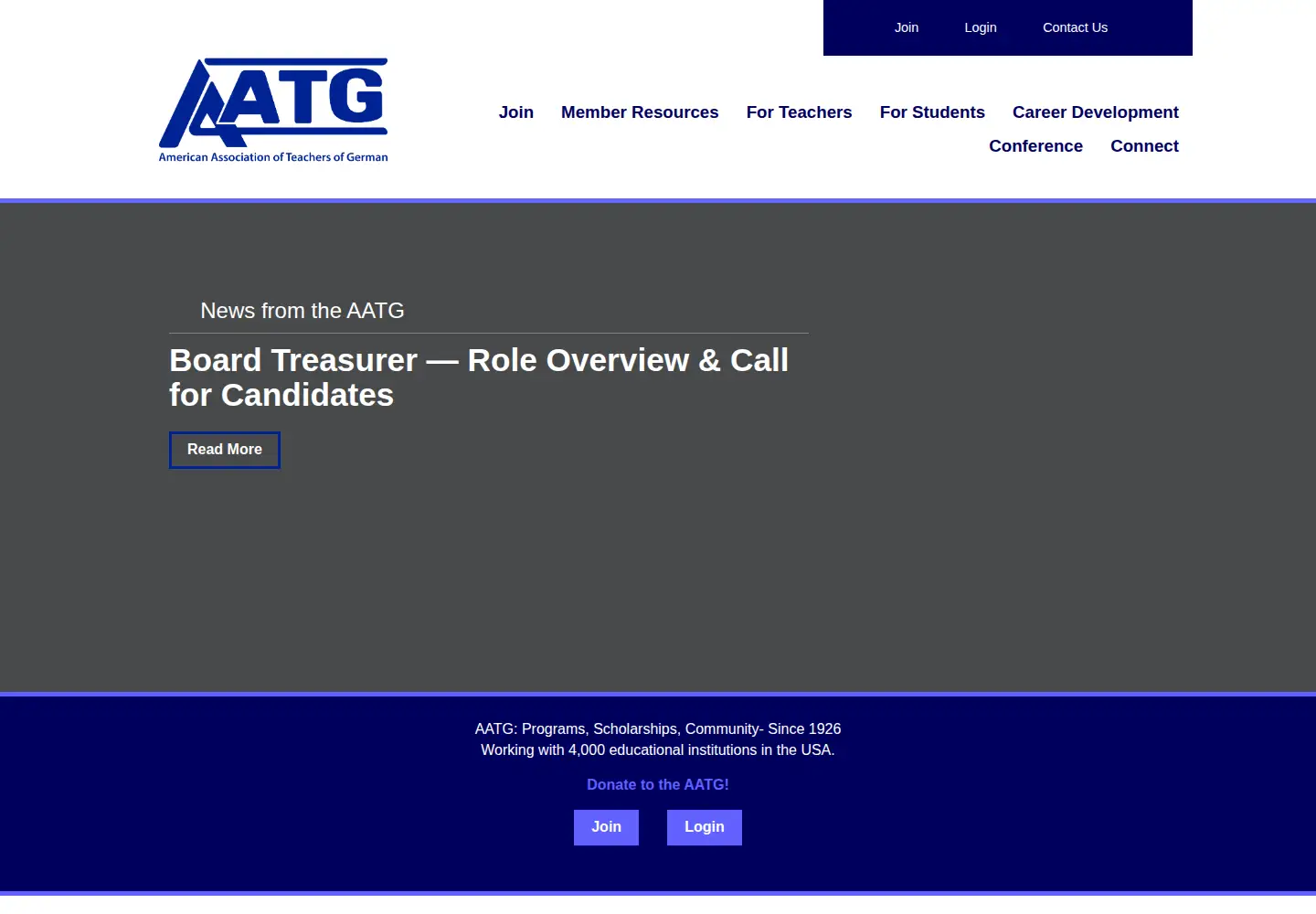 Captured homepage of aatg.org in the current scan