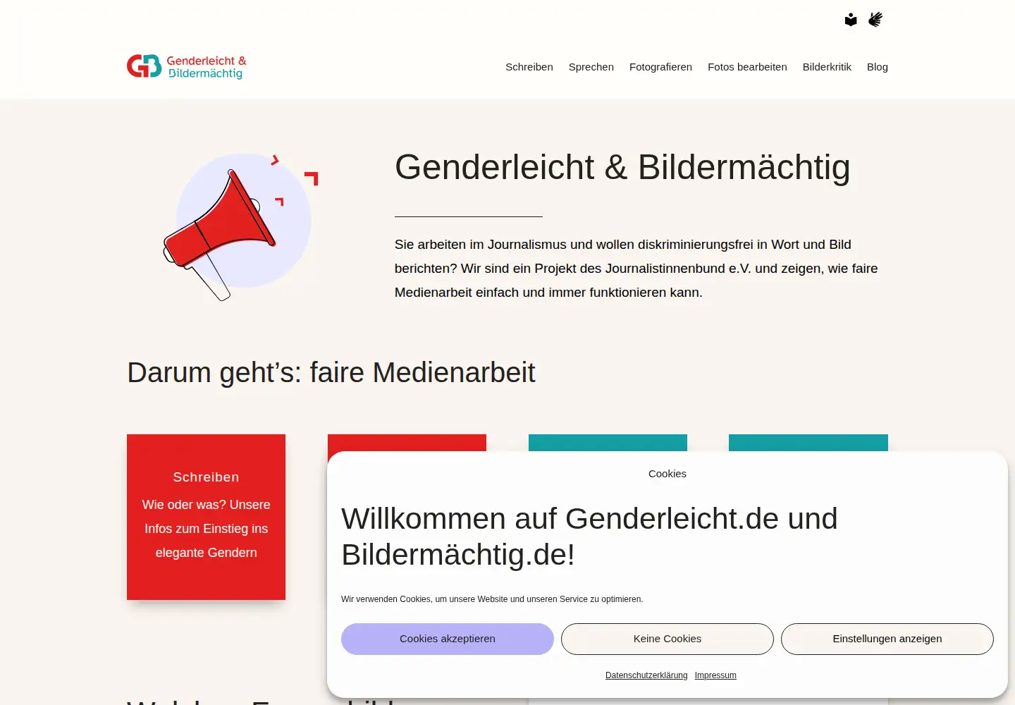 Captured homepage of genderleicht.de in the current scan