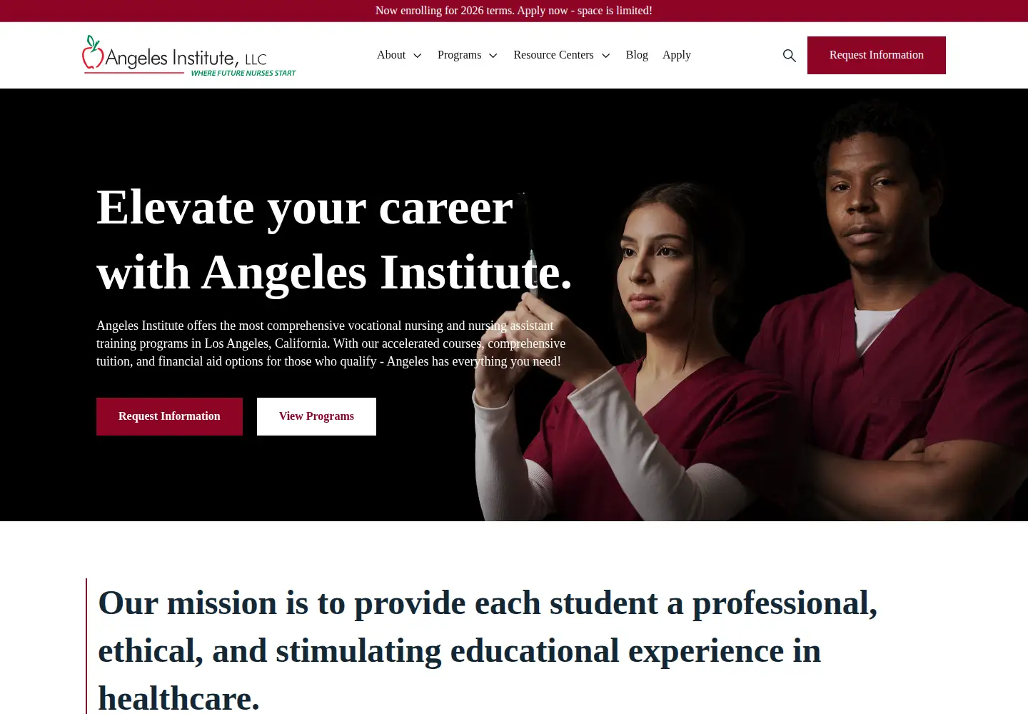 Screenshot of angelesinstitute.edu