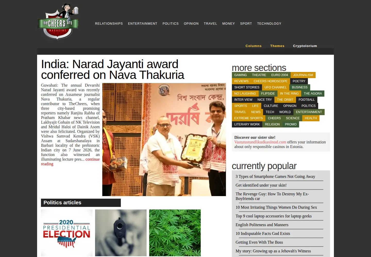 Screenshot of thecheers.org