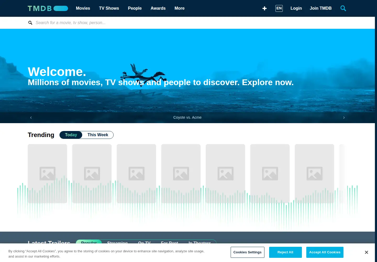 Screenshot of themoviedb.org