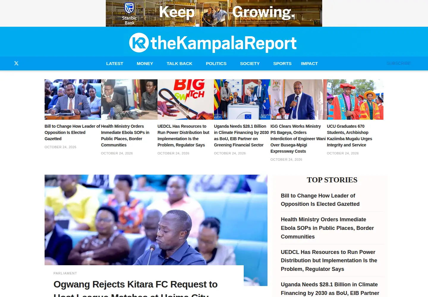 Screenshot of thekampalareport.com