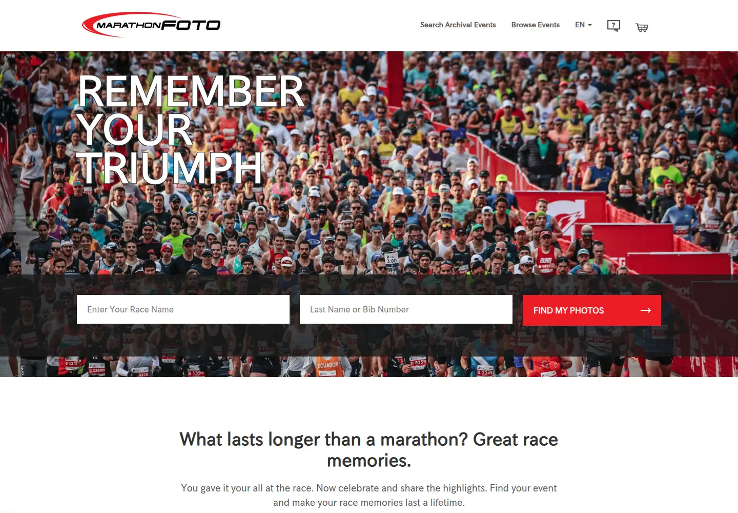 Captured homepage of marathonfoto.com in the current scan