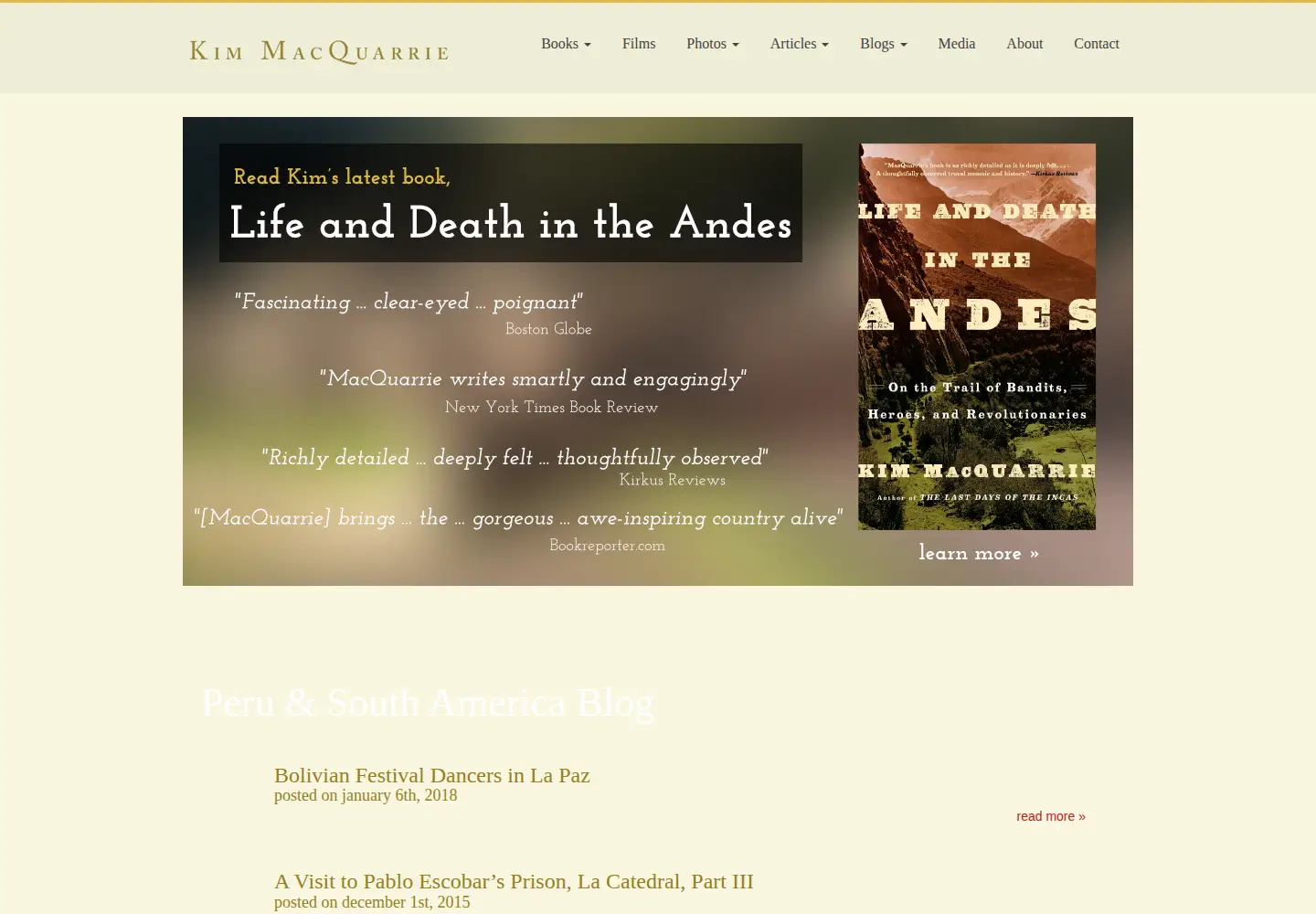 Captured homepage of kimmacquarrie.com in the current scan