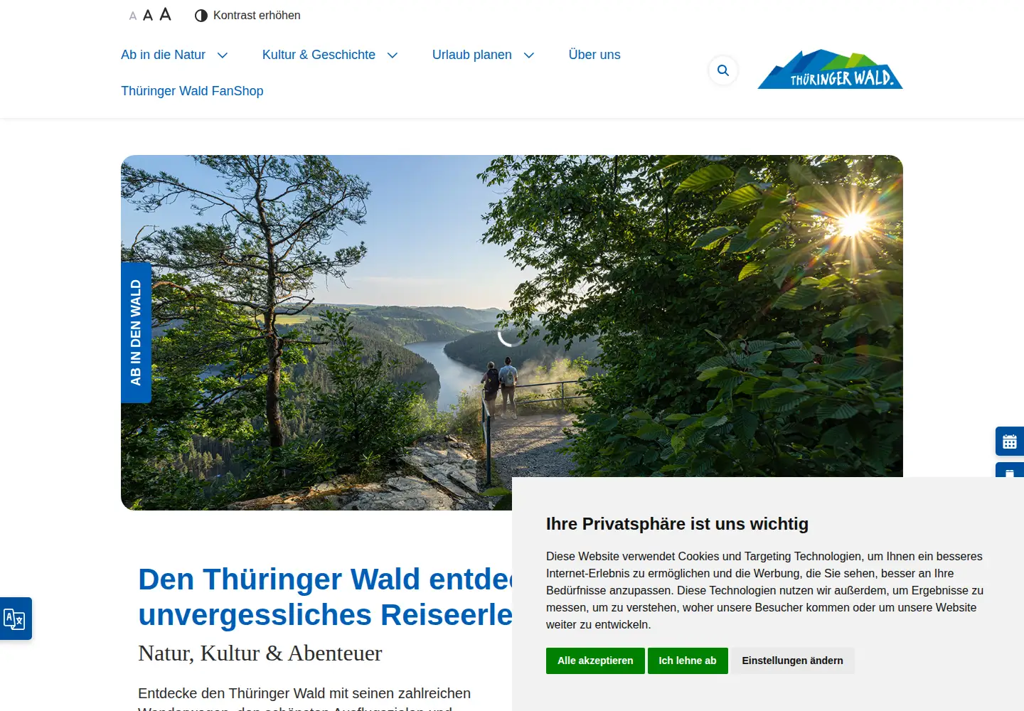 Screenshot of thueringer-wald.com
