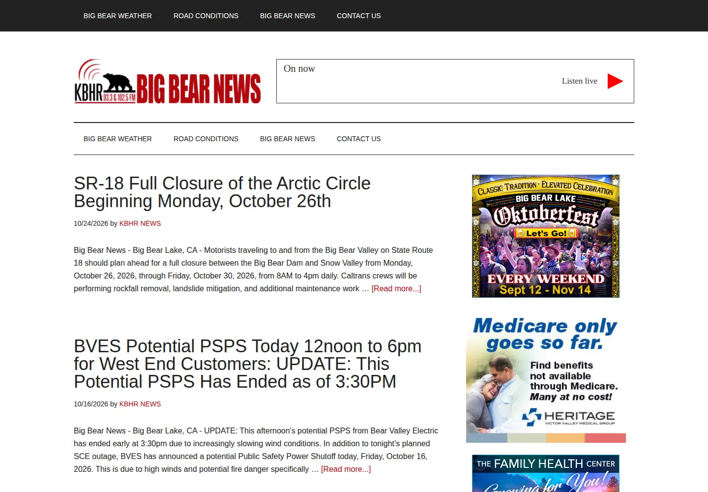 Screenshot of kbhr933.com