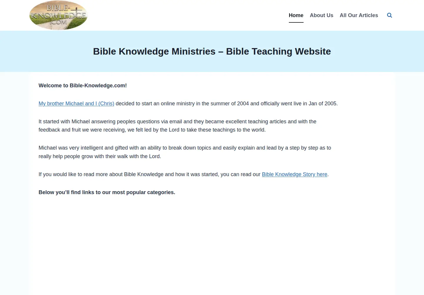 Screenshot of bible-knowledge.com