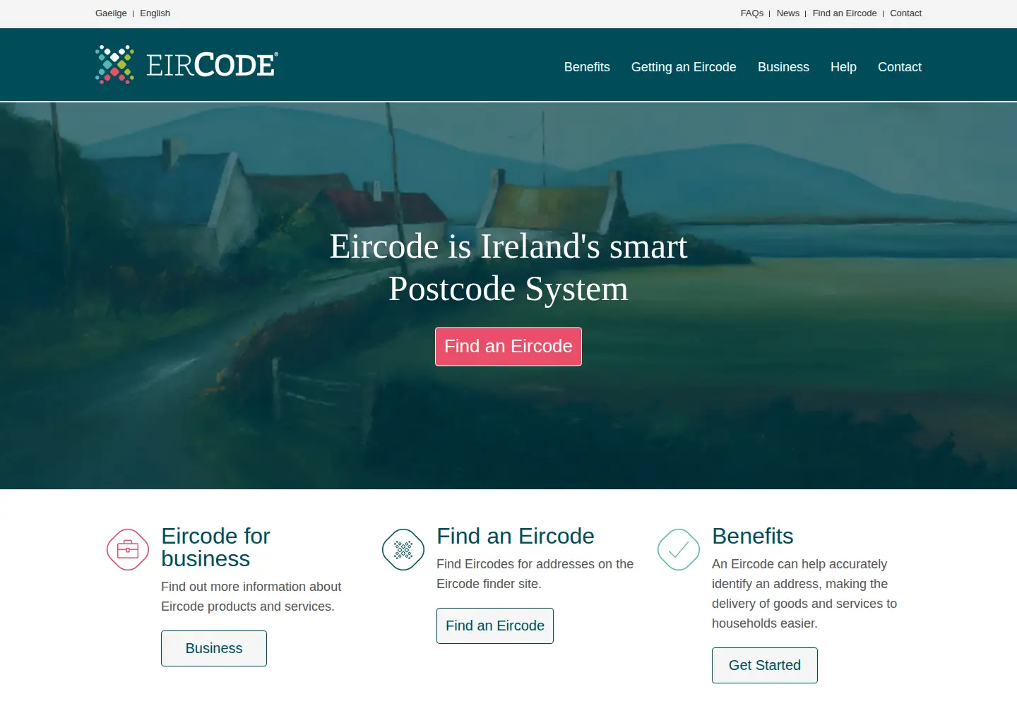 Screenshot of eircode.ie