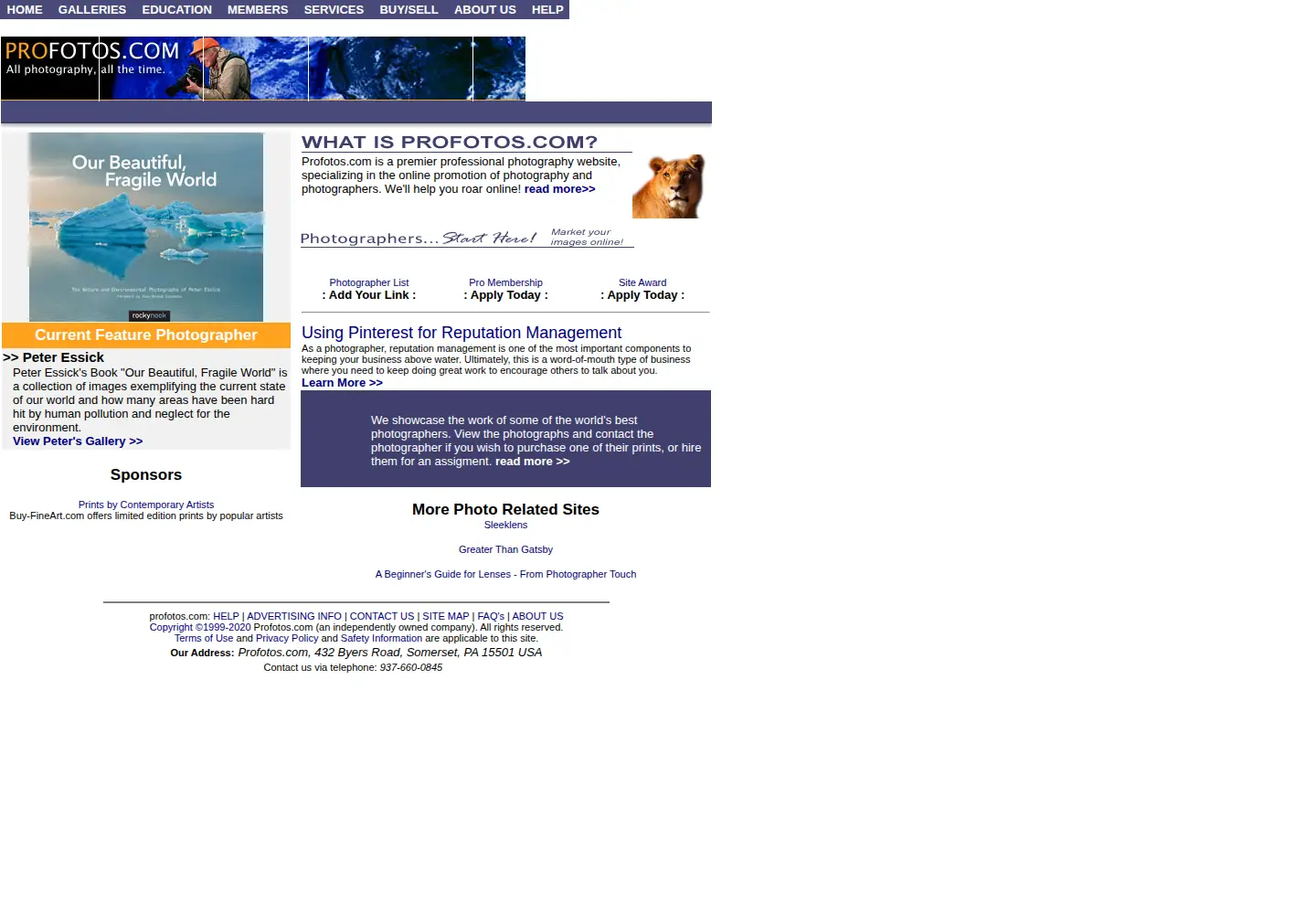 Captured homepage of profotos.com in the current scan