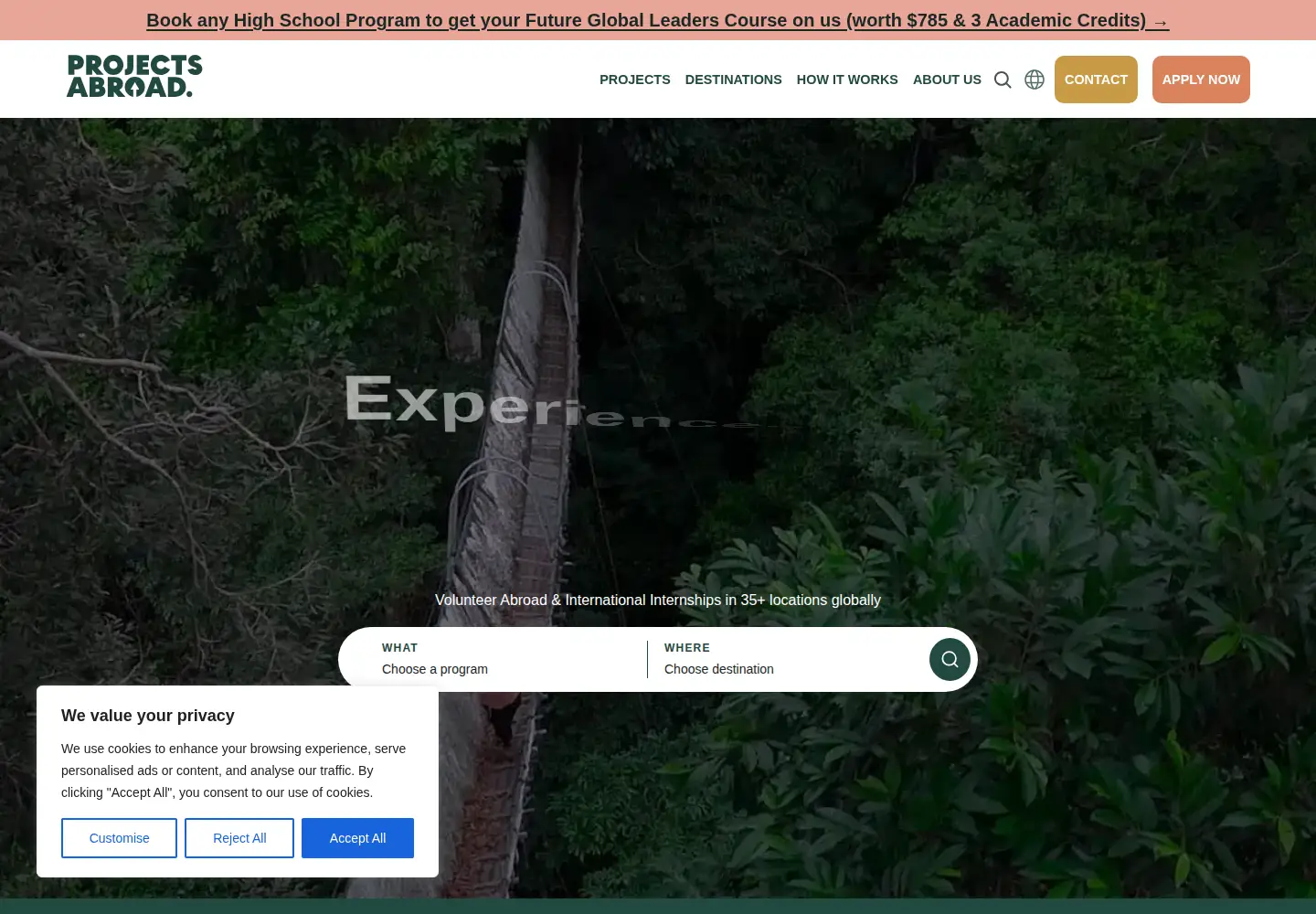 Screenshot of projects-abroad.org
