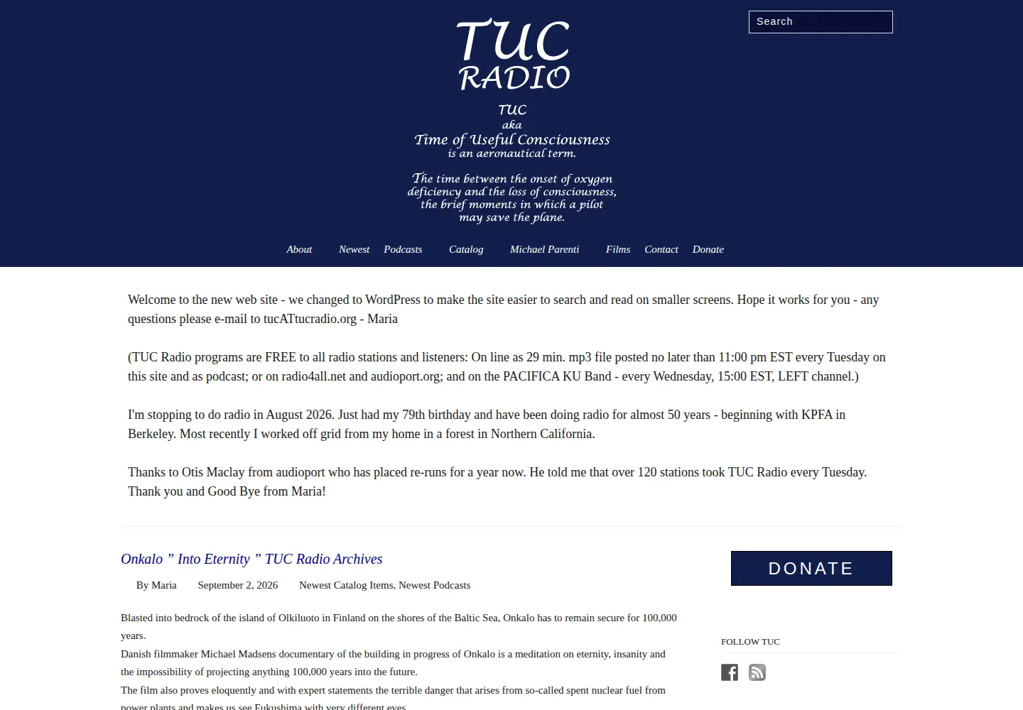 Screenshot of tucradio.org