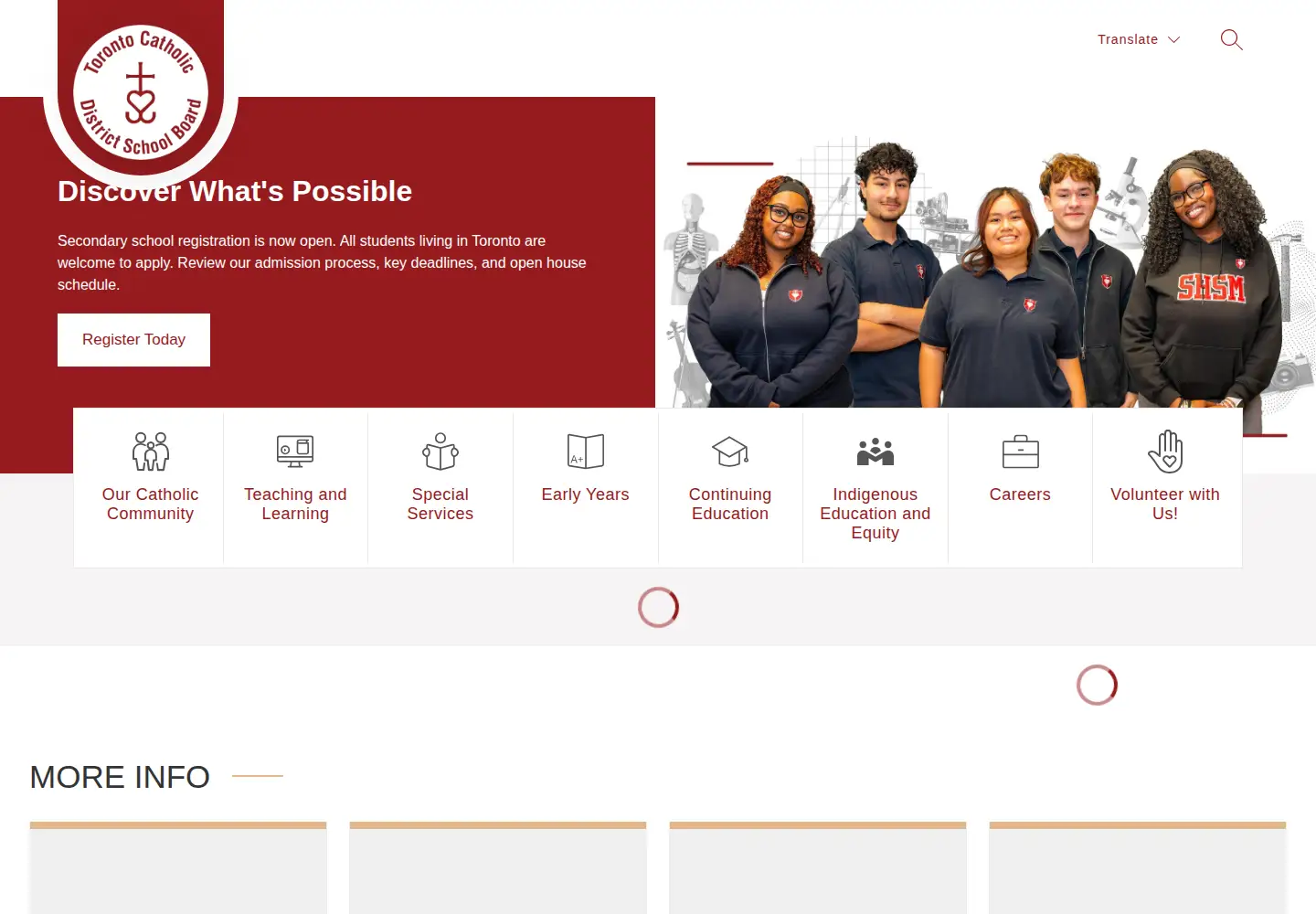 Screenshot of tcdsb.org