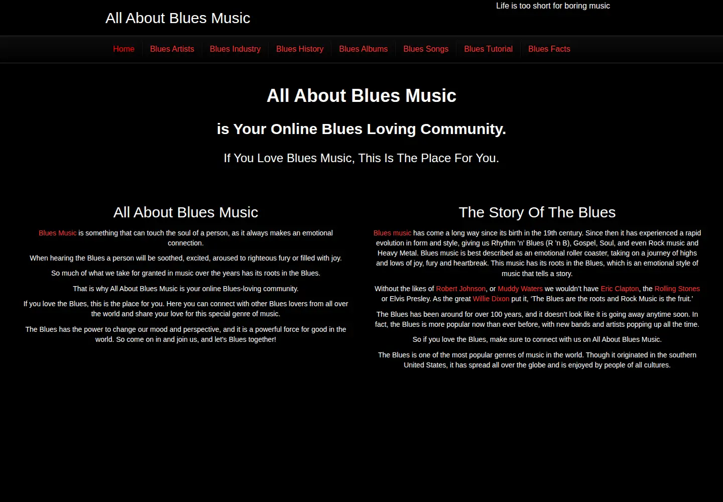 Screenshot of allaboutbluesmusic.com