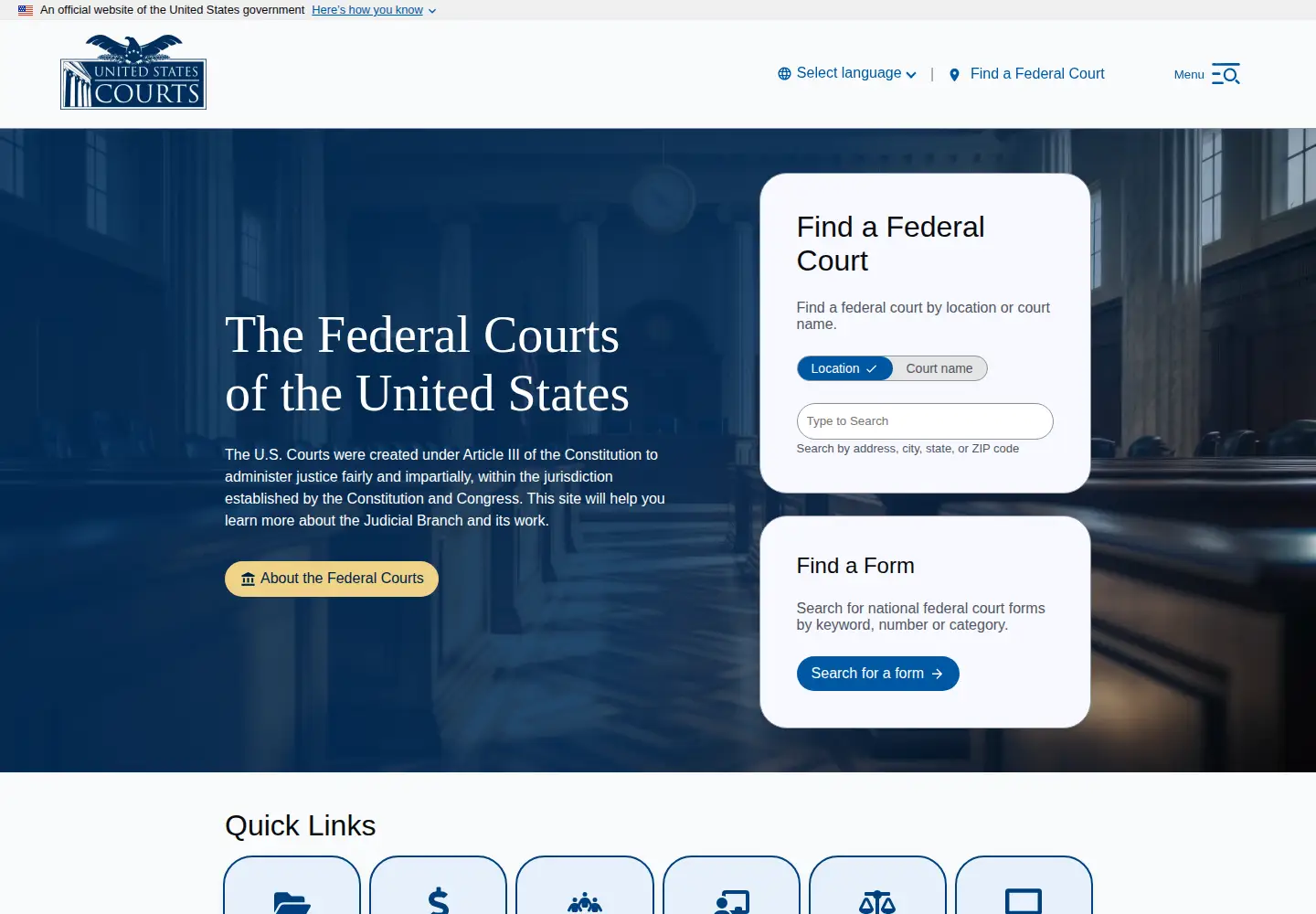 Screenshot of uscourts.gov