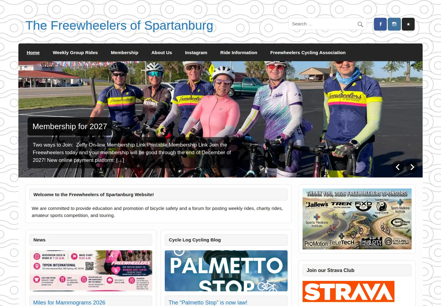 Captured homepage of freewheelers.info in the current scan