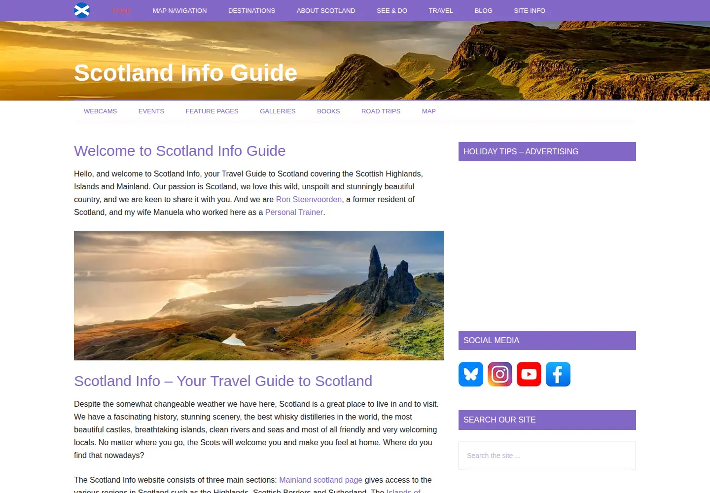 Captured homepage of scotlandinfo.eu in the current scan