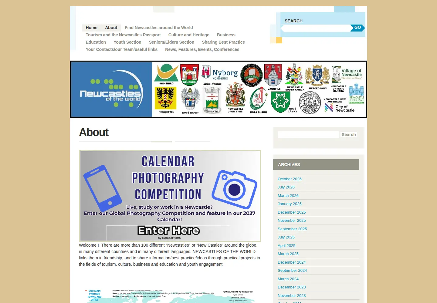 Captured homepage of newcastlesoftheworld.com in the current scan