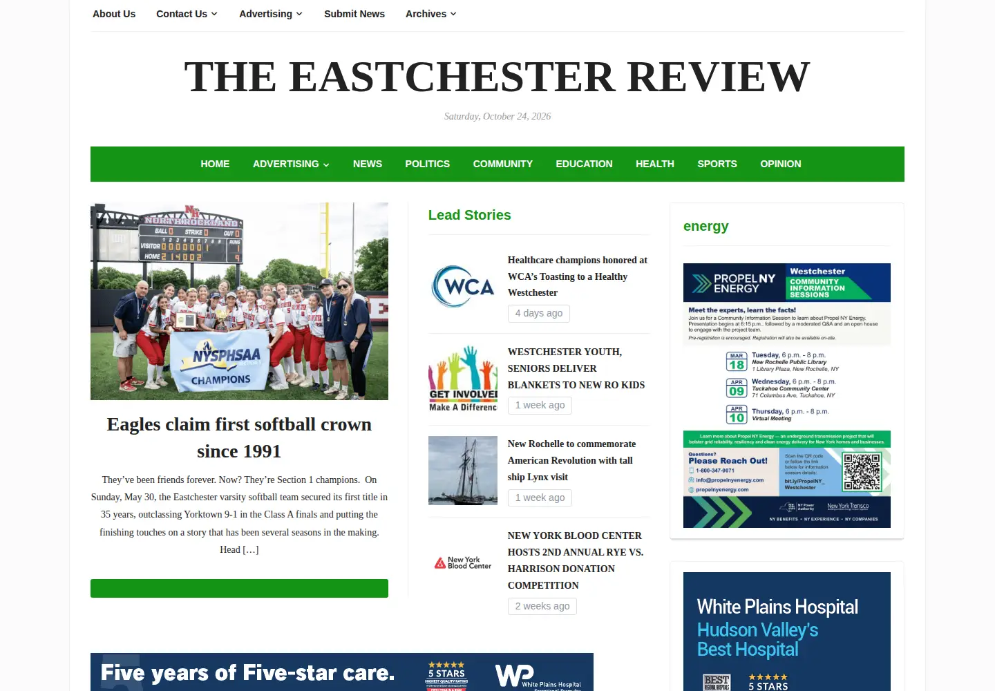 Captured homepage of eastchesterreview.com in the current scan