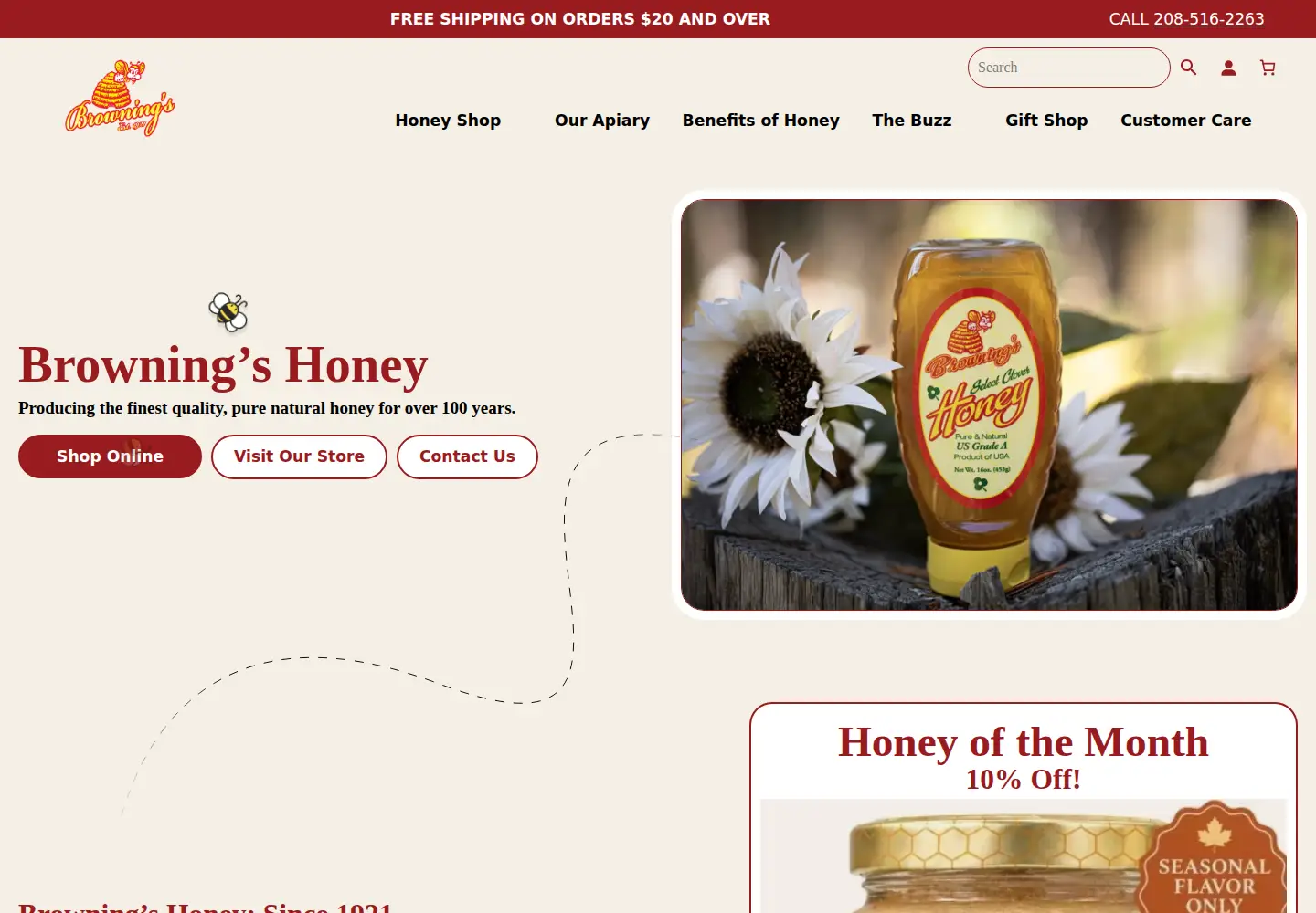 Screenshot of browningshoney.com