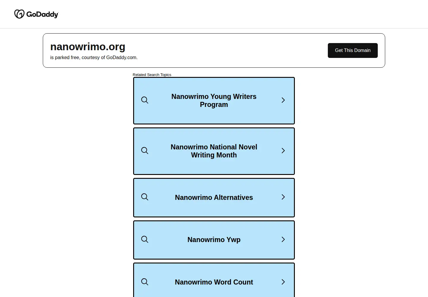 Screenshot of nanowrimo.org