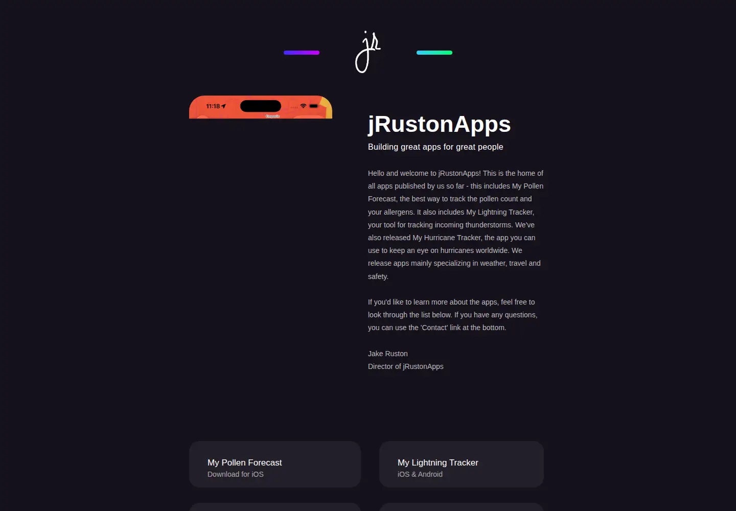 Screenshot of jrustonapps.com