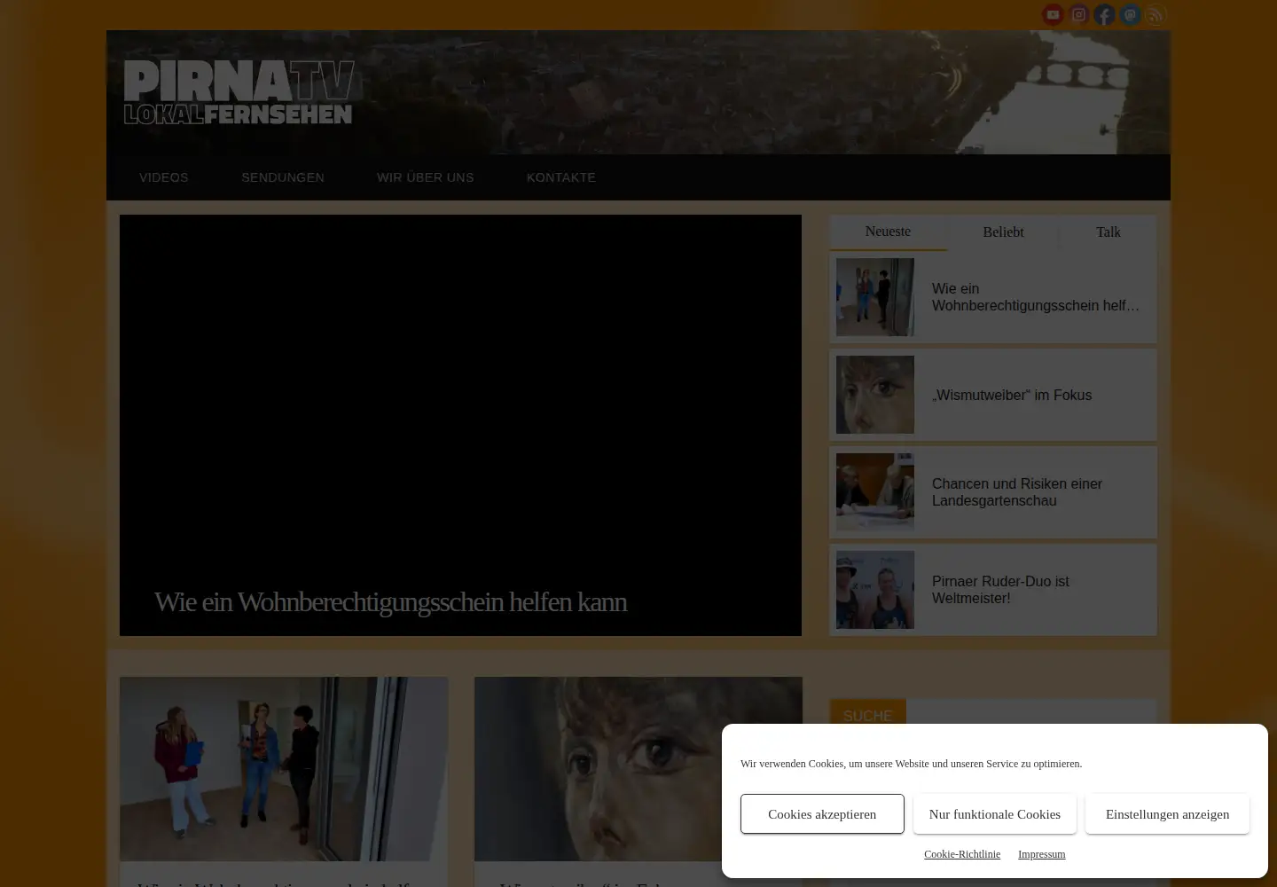 Captured homepage of pirna-tv.de in the current scan