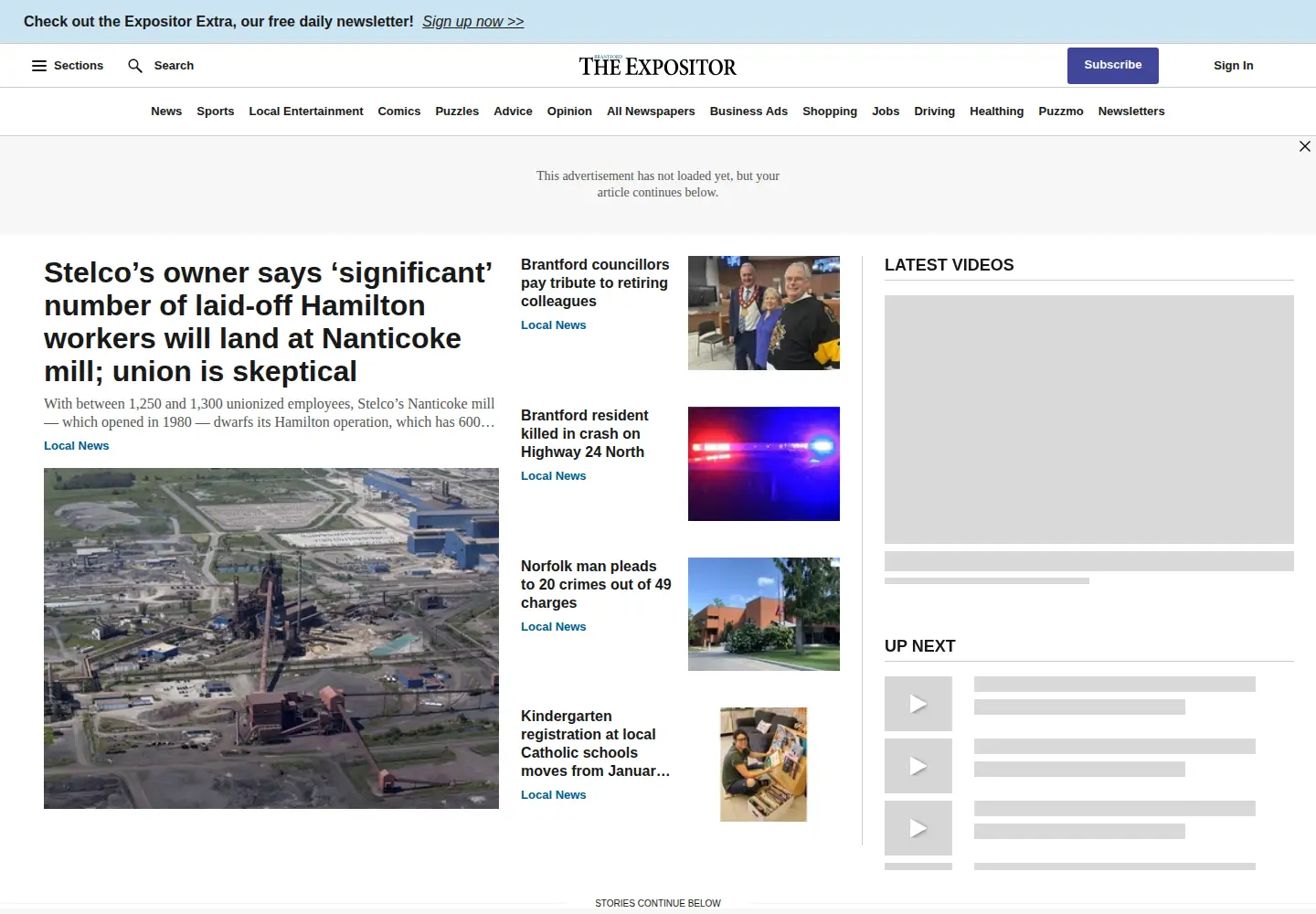 Screenshot of brantfordexpositor.ca