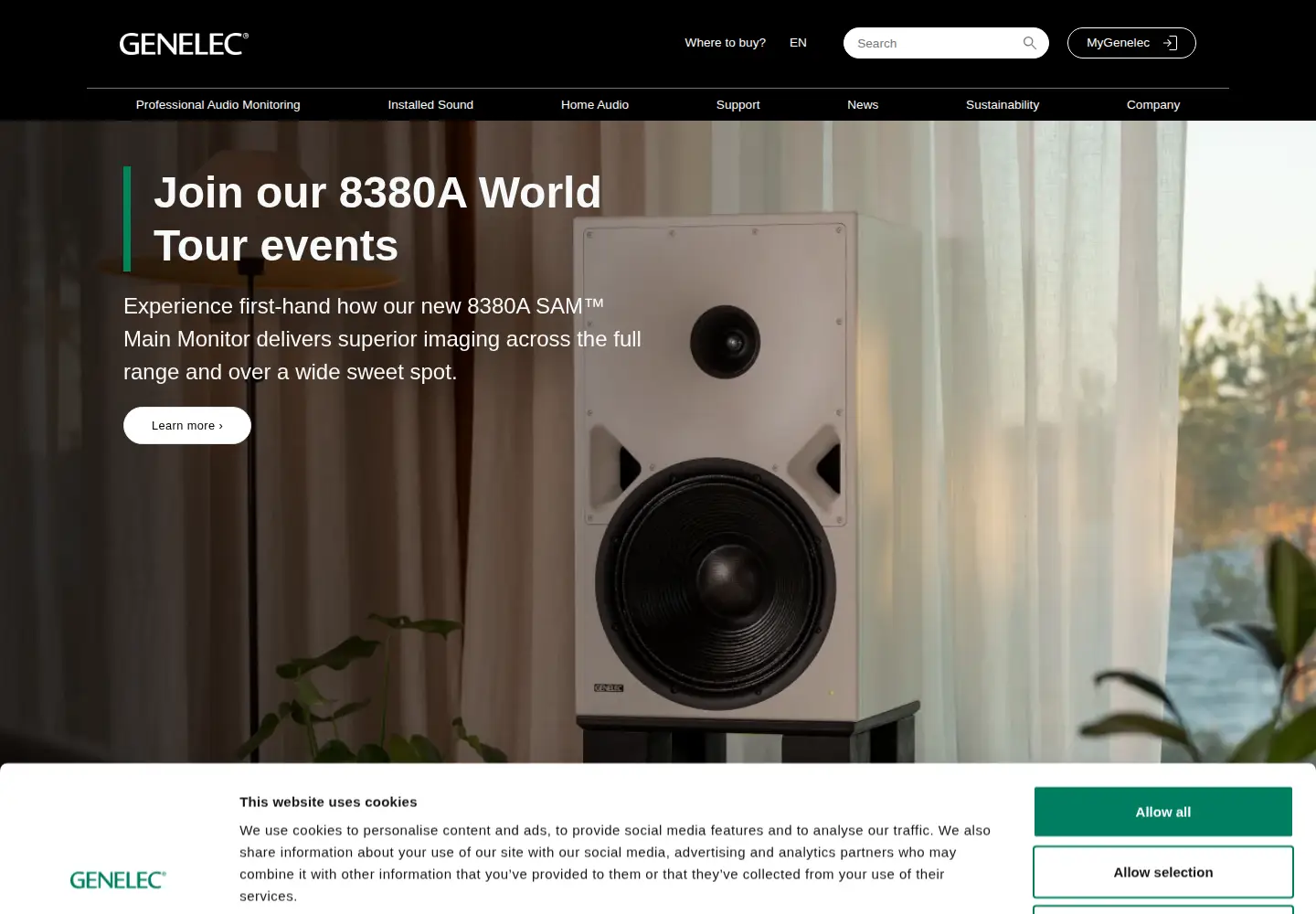 Screenshot of genelec.com