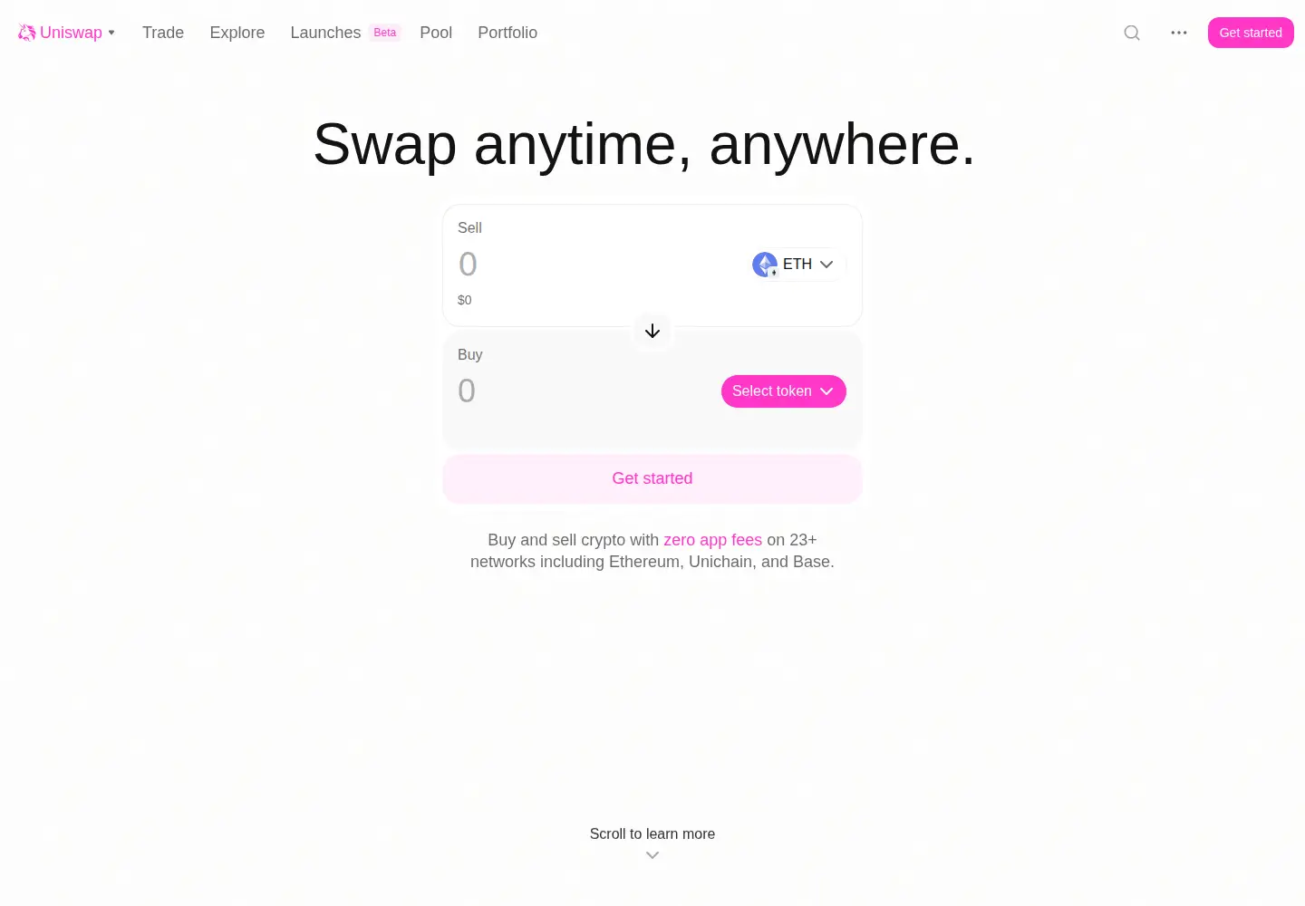 Captured homepage of uniswap.org in the current scan