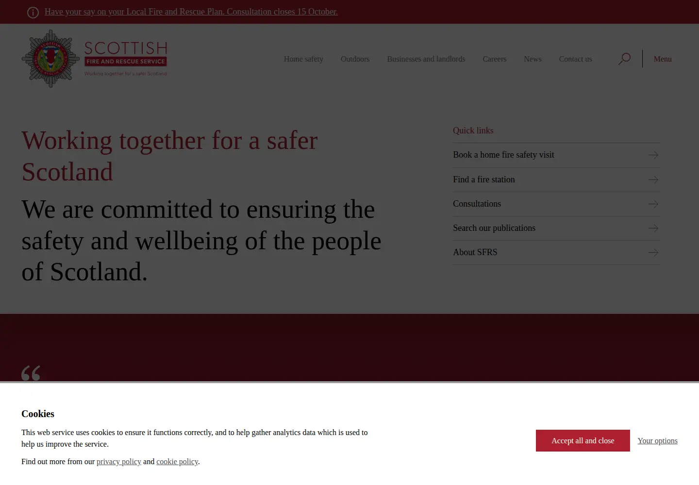 Captured homepage of firescotland.gov.uk in the current scan