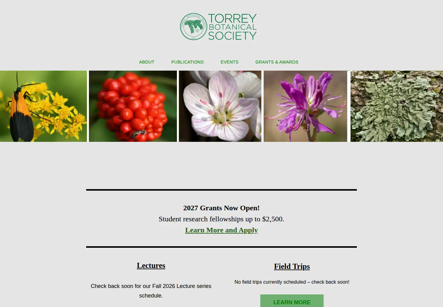 Captured homepage of torreybotanical.org in the current scan