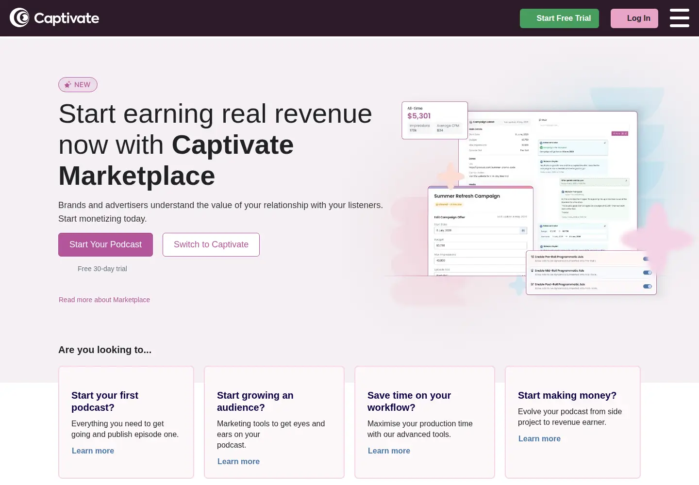 Screenshot of captivate.fm