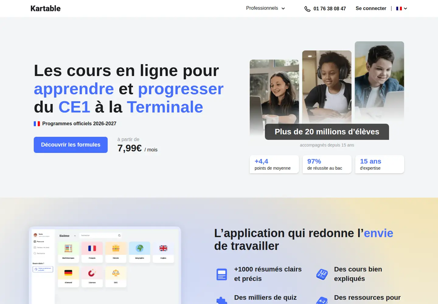 Screenshot of kartable.fr