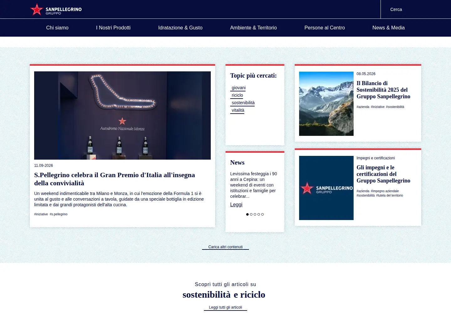 Captured homepage of sanpellegrino-corporate.it in the current scan
