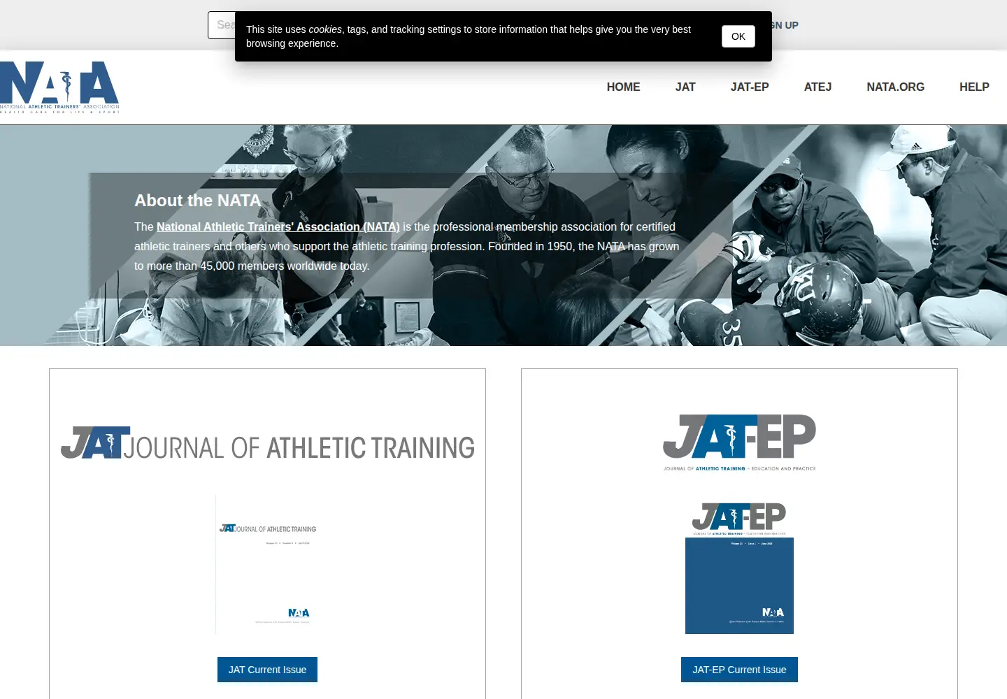 Screenshot of natajournals.org