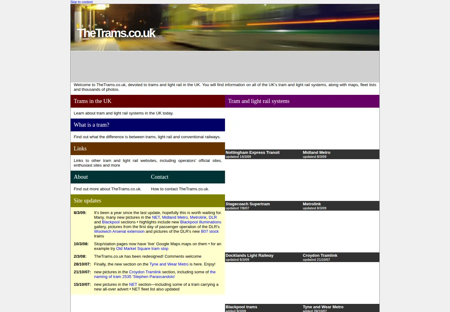 Screenshot of thetrams.co.uk