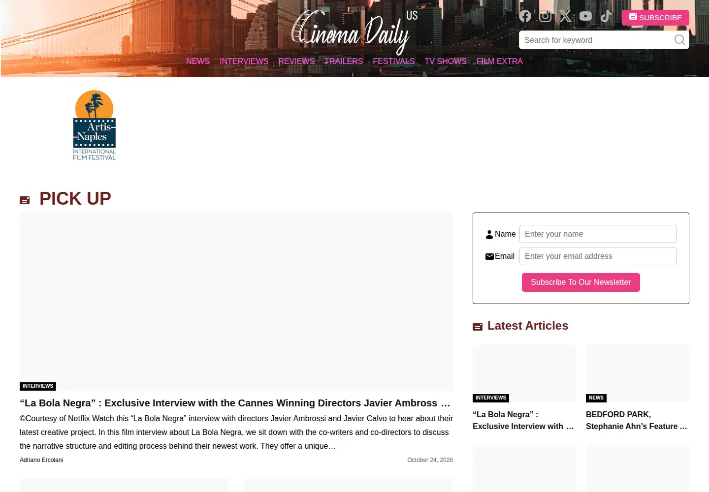 Screenshot of cinemadailyus.com