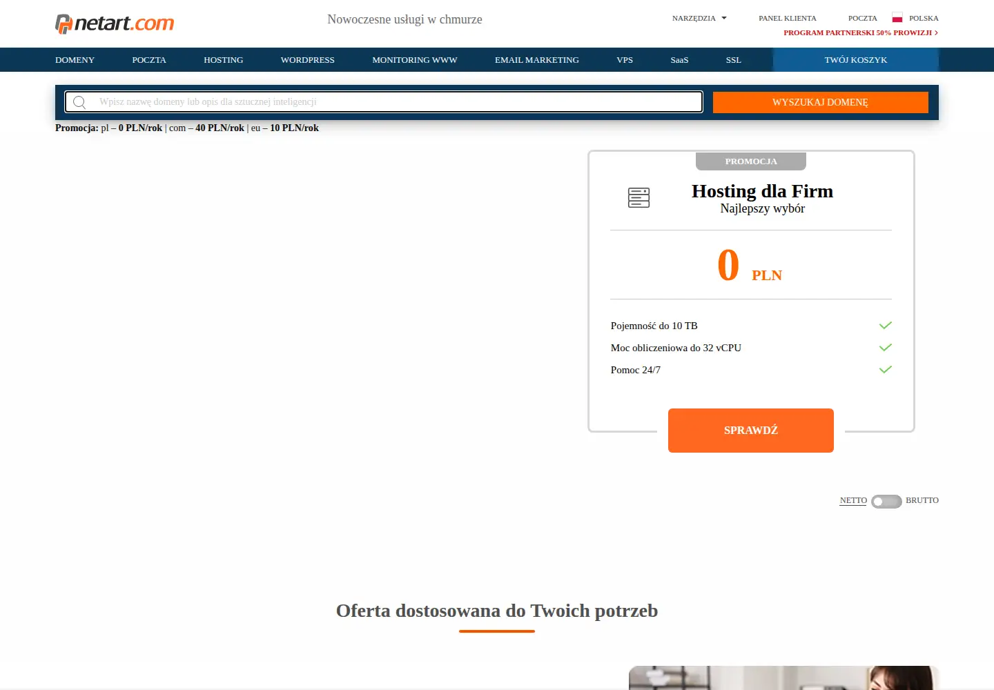 Captured homepage of aplus.pl in the current scan