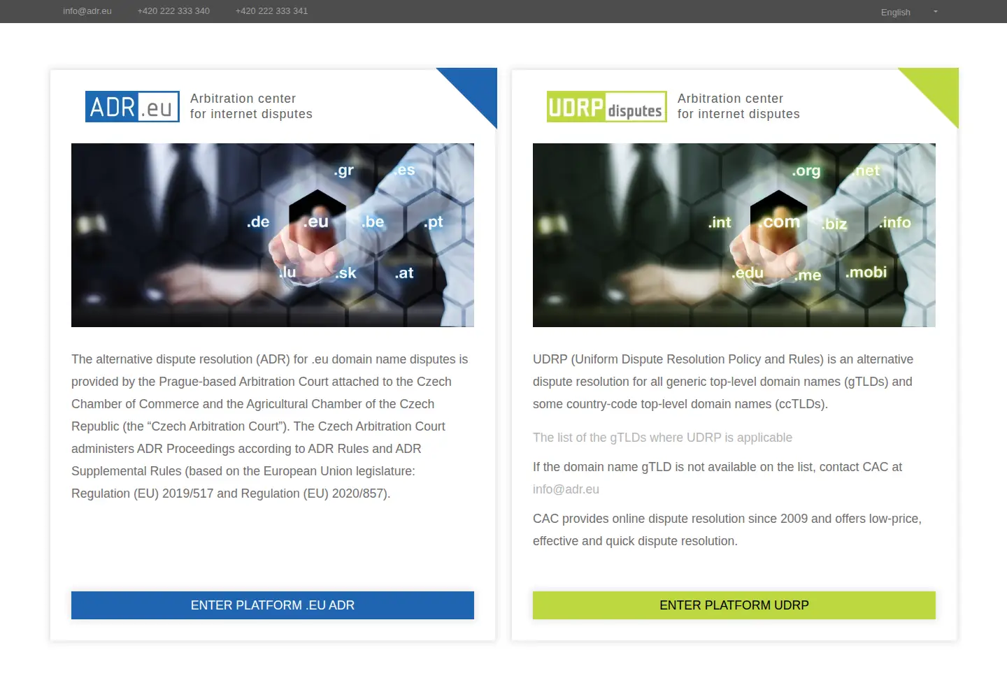 Screenshot of adr.eu