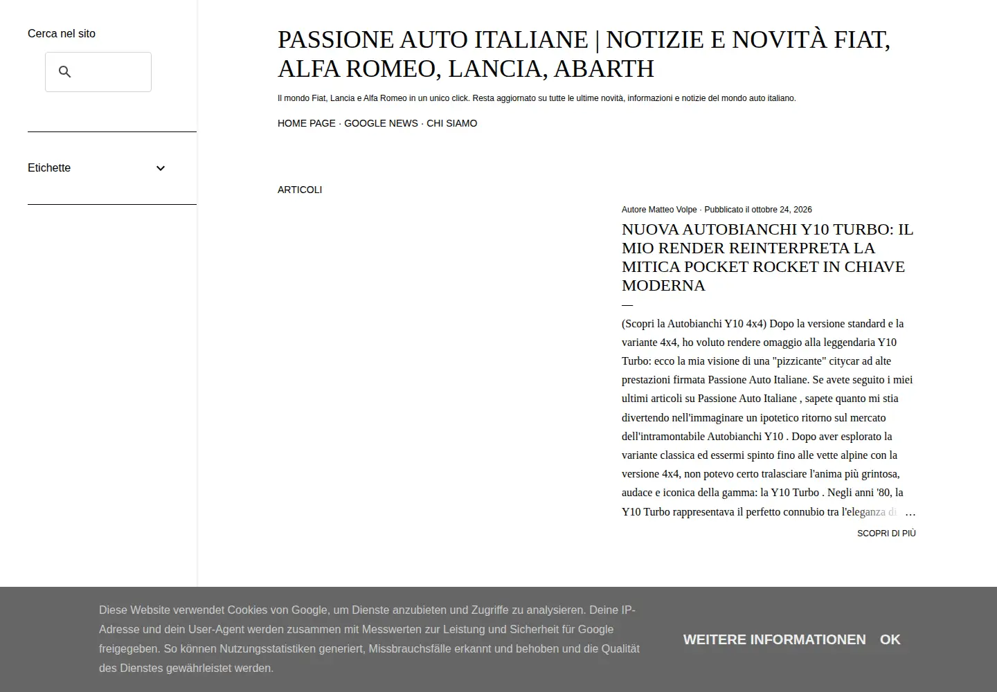 Screenshot of passioneautoitaliane.com