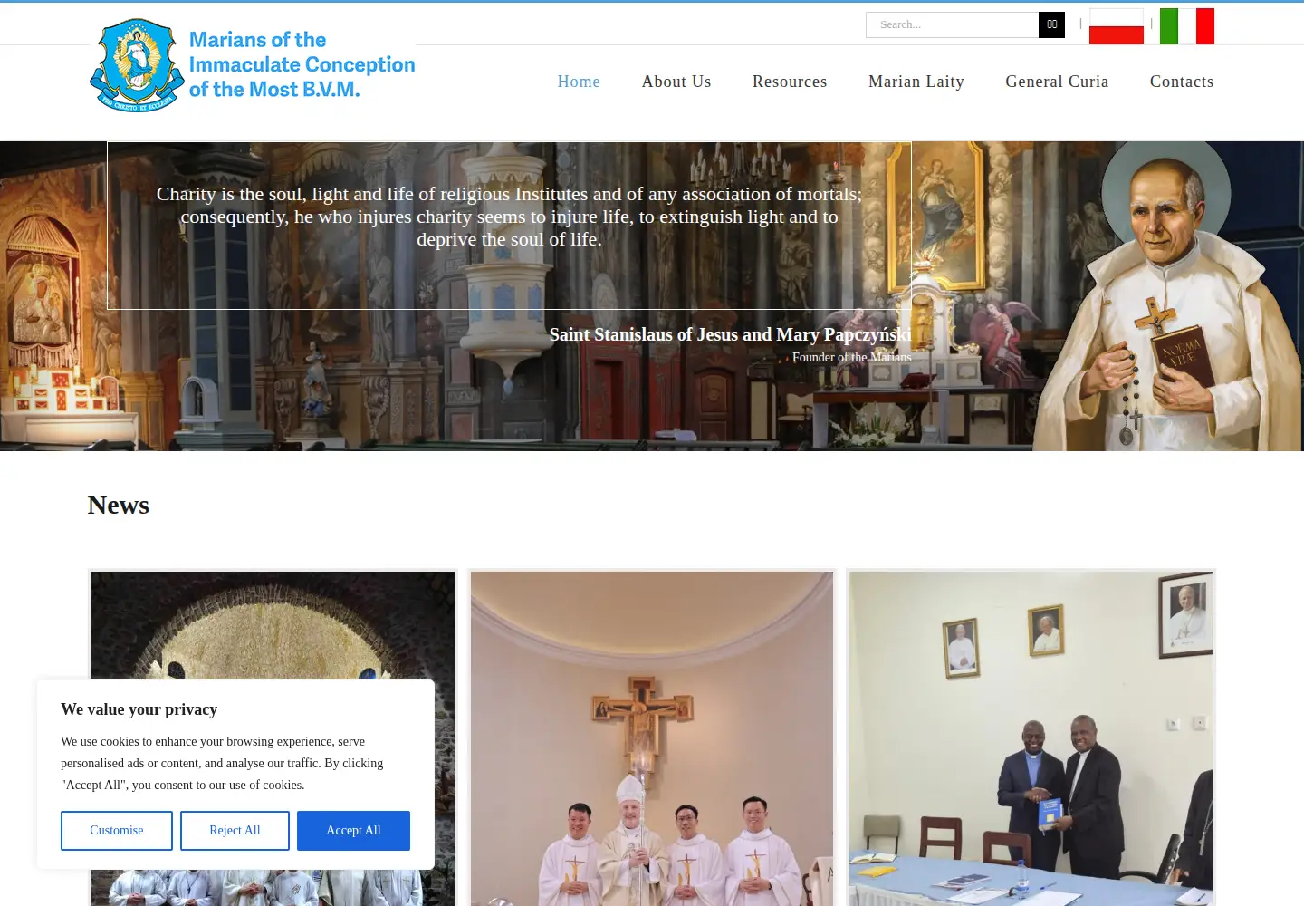 Screenshot of padrimariani.org