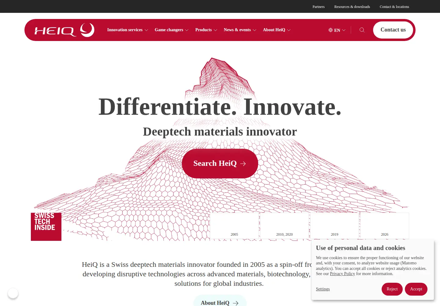 Captured homepage of heiq.com in the current scan