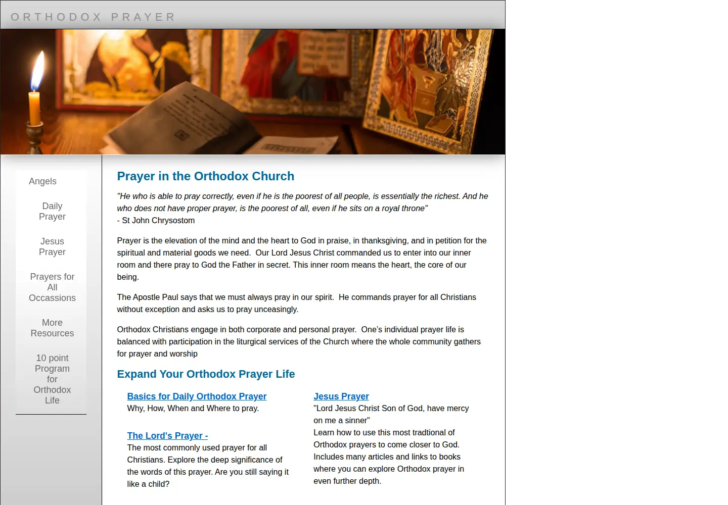 Screenshot of orthodoxprayer.org