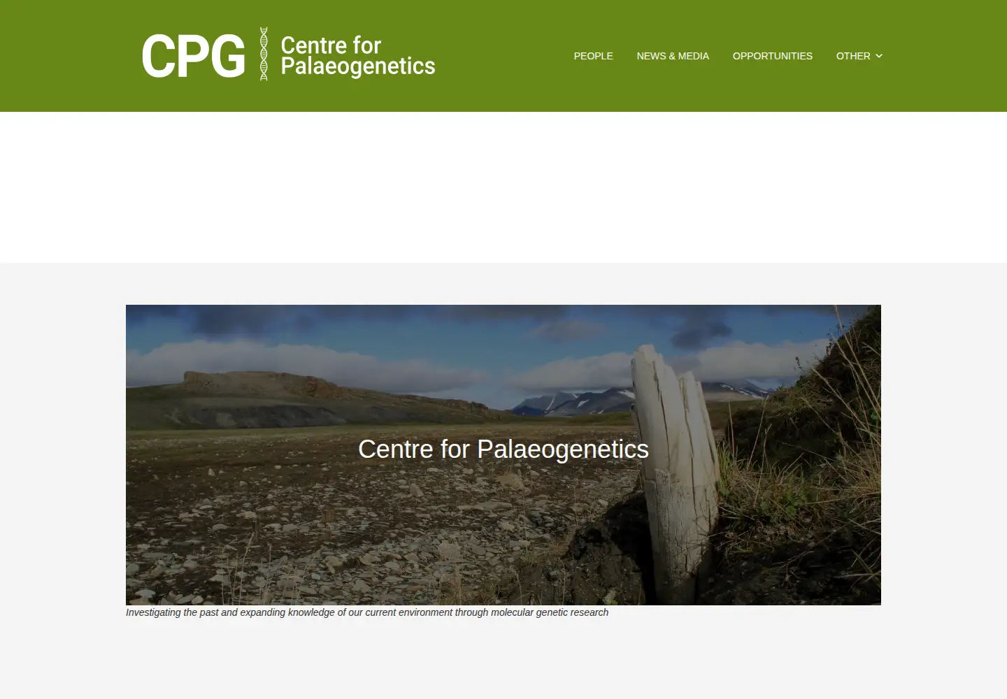 Captured homepage of palaeogenetics.com in the current scan